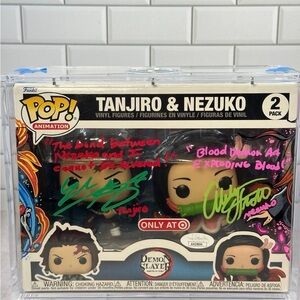 Funko POP! Animation: Demon Slayer - Tanjiro & Nezuko (Signed) JSA certified